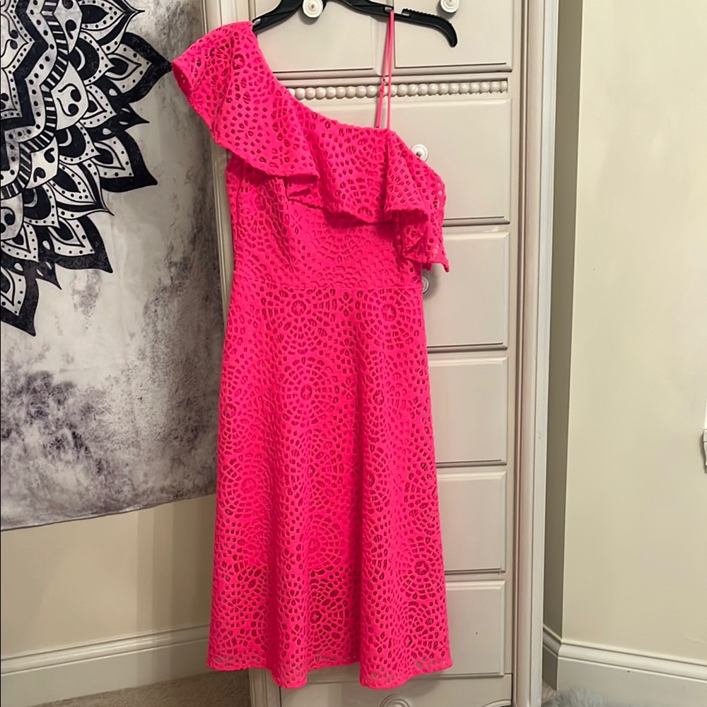 Women’s Lily Pulitzer Elegant Pink One-Shoulder Midi Dress